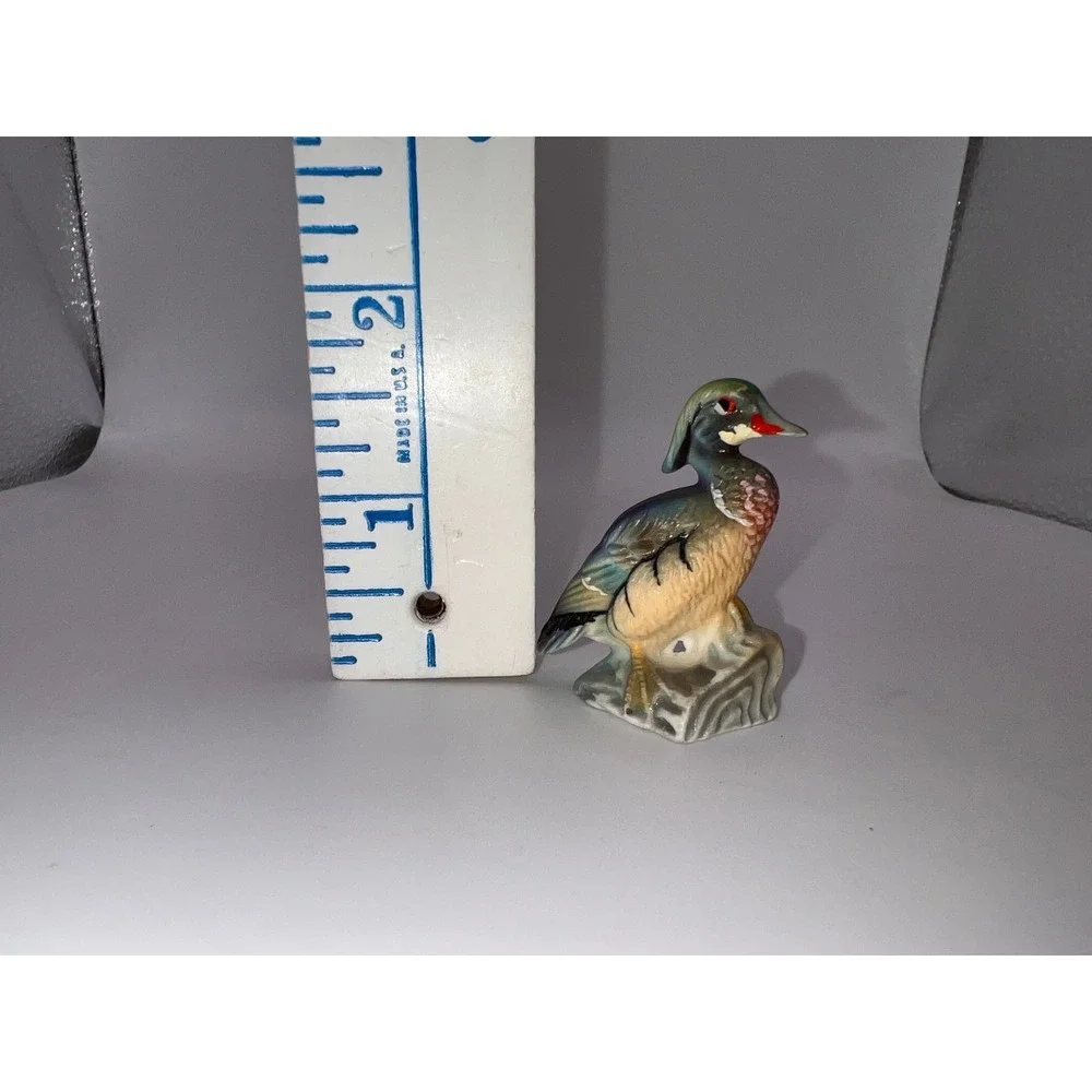 Vintage Miniature Bone China Japan Mallard Duck Figurine Trinket Shelf Animals